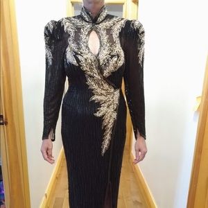 Hand beaded custom made gown